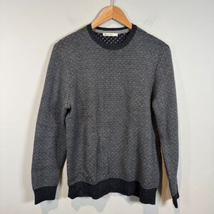 Marine Layer Enzo Contrast Crewneck Knit Sweater Mens Size Small S Grey Charcoal